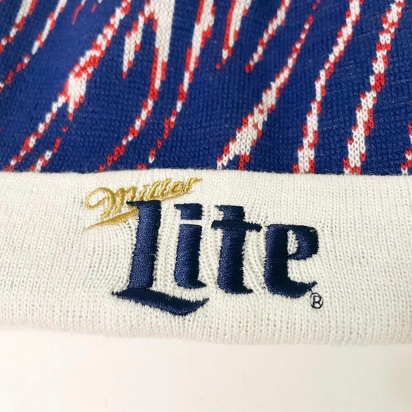 Miller Lite Beer Winter Beanie Hat Toque Pom Pom Acrylic - Picture 2 of 16